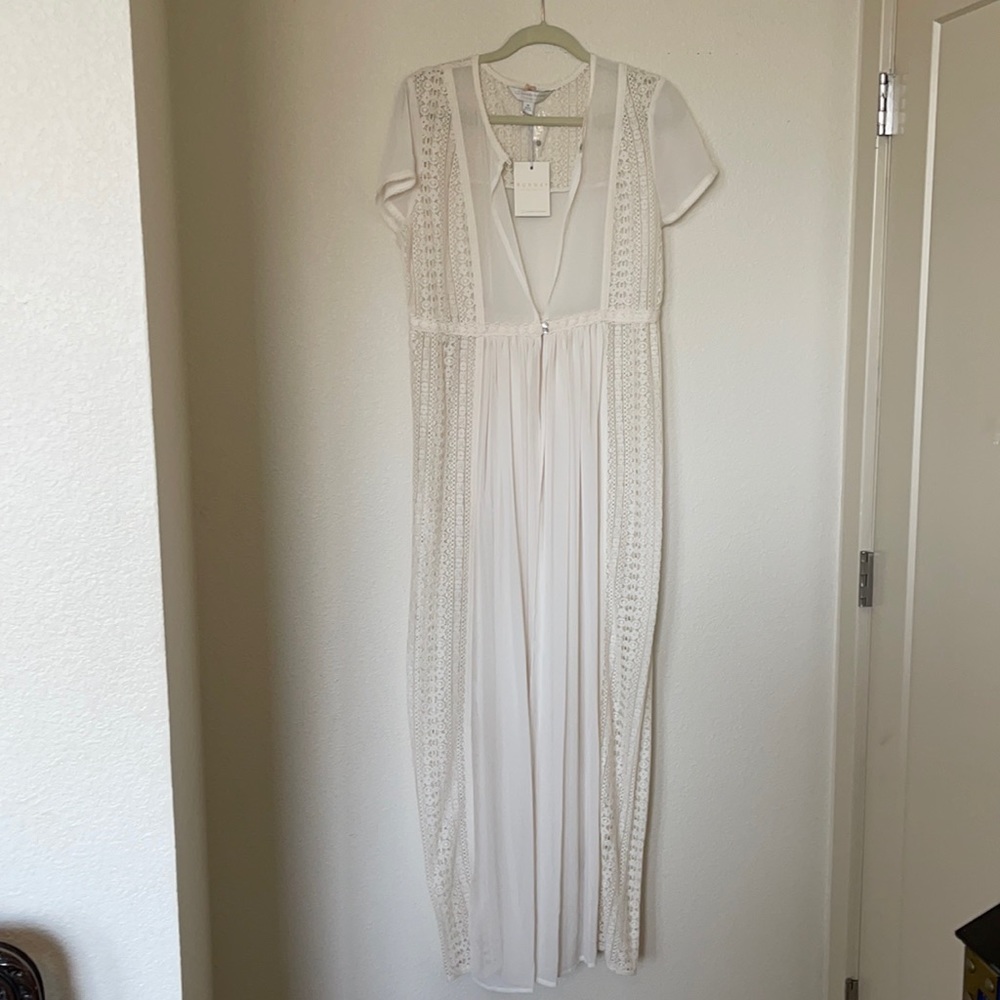 LC Lauren Conrad Boho Cream Open Slit Lace Duster Size 14 NWT